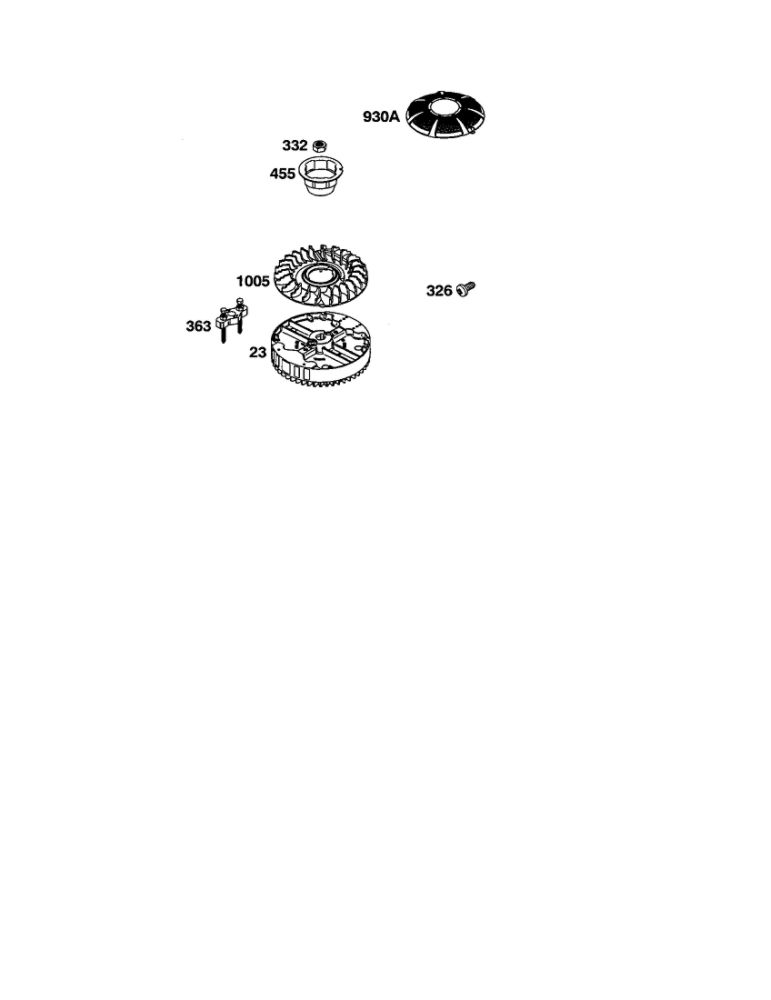 Flywheel Diagram and Parts List for 120600-120699 0100-0110-0111 Briggs and Stratton Engine